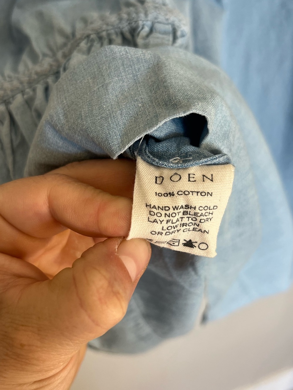 Doen Wing mini shirt dress in Parisian Chambray blue cottage core romantic M - Picture 15 of 16